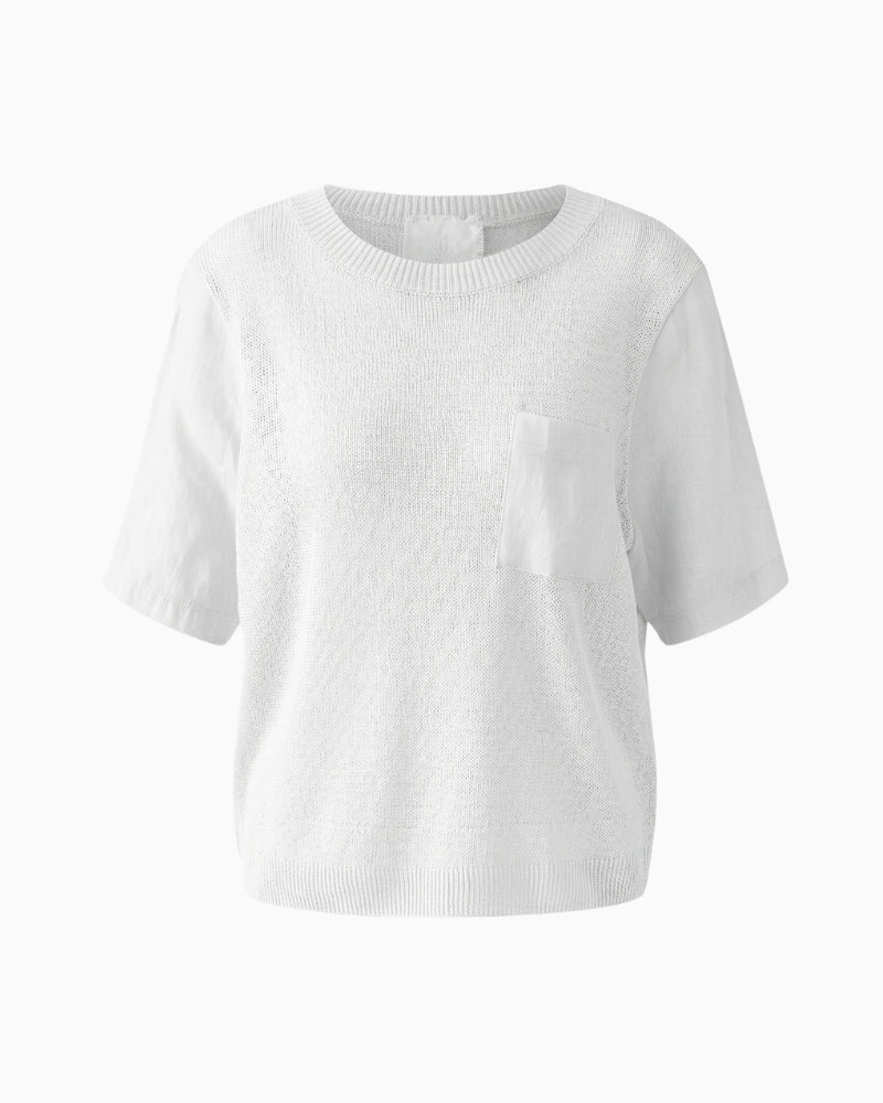 Oui Pullover Jumper white crew neck detail