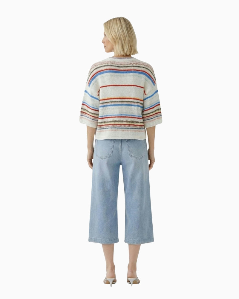Oui Pullover in White Red back view