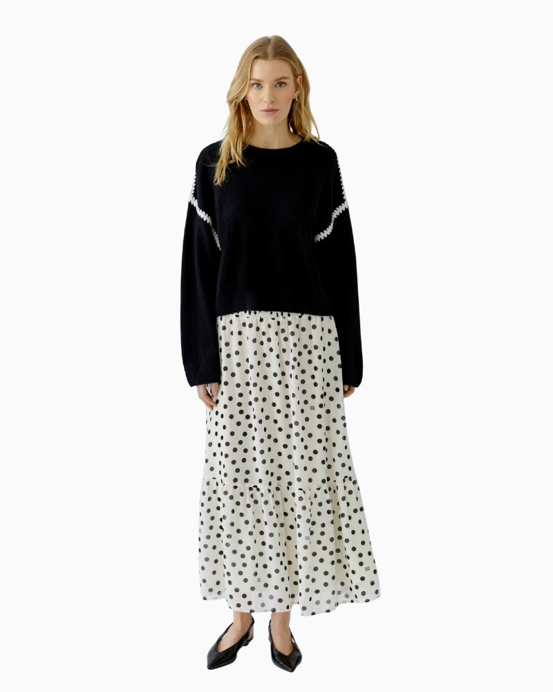 Oui Pullover in black full front view