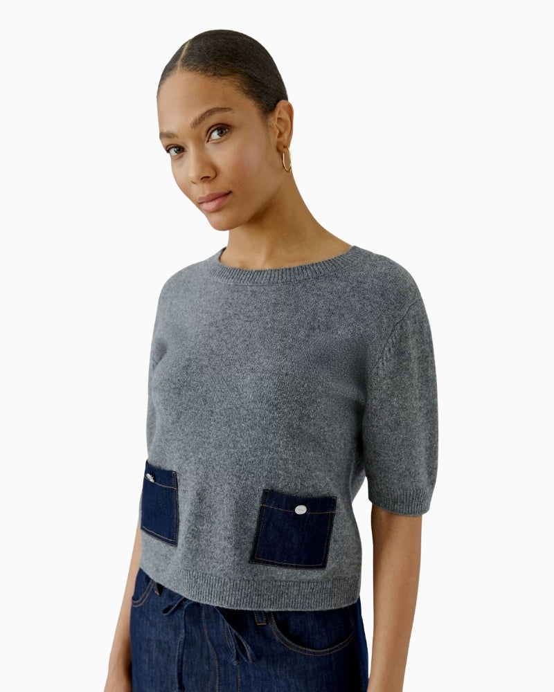 Oui Pullover in grey side view
