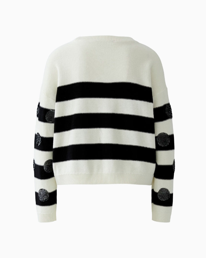 Oui Pullover in white and black back view