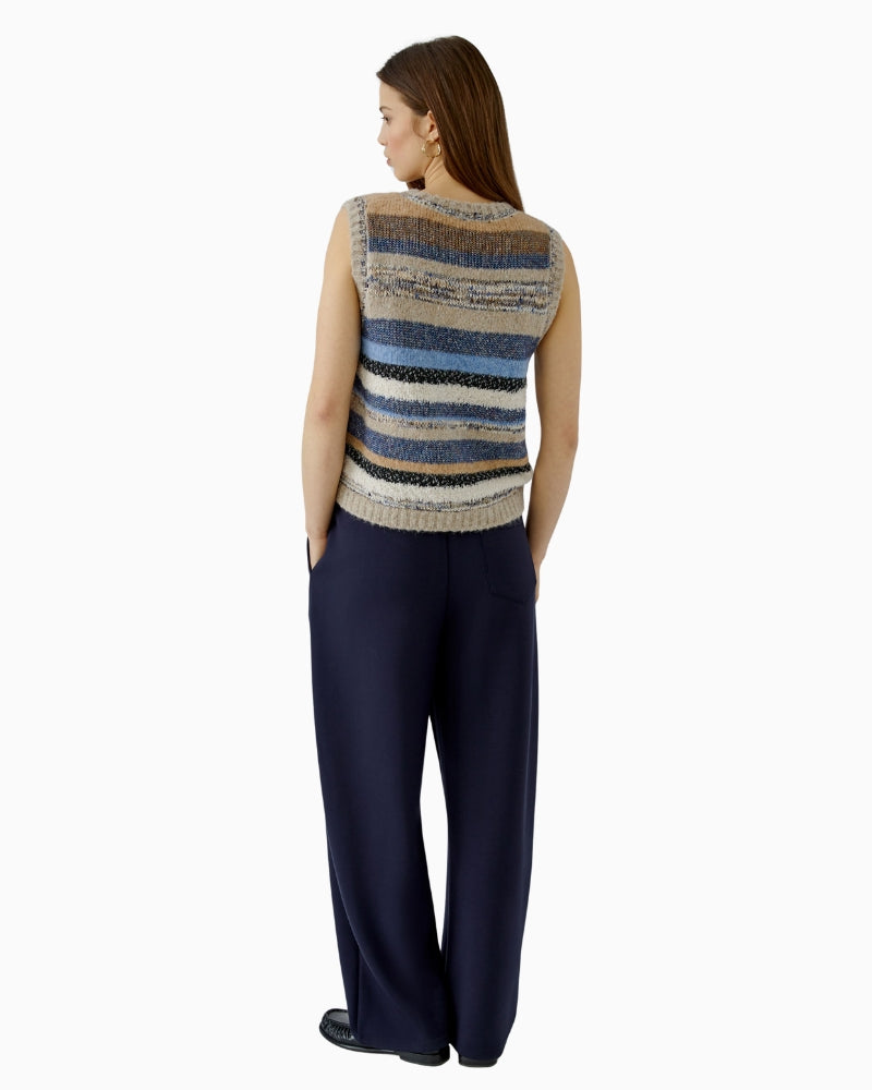 Oui Pullunder Vest in Beige/Blue back view
