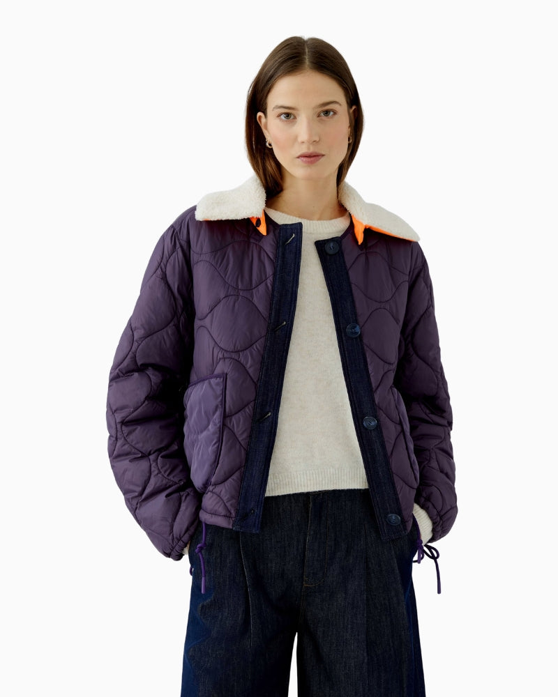 Oui Reversible Jacket in Violet front view