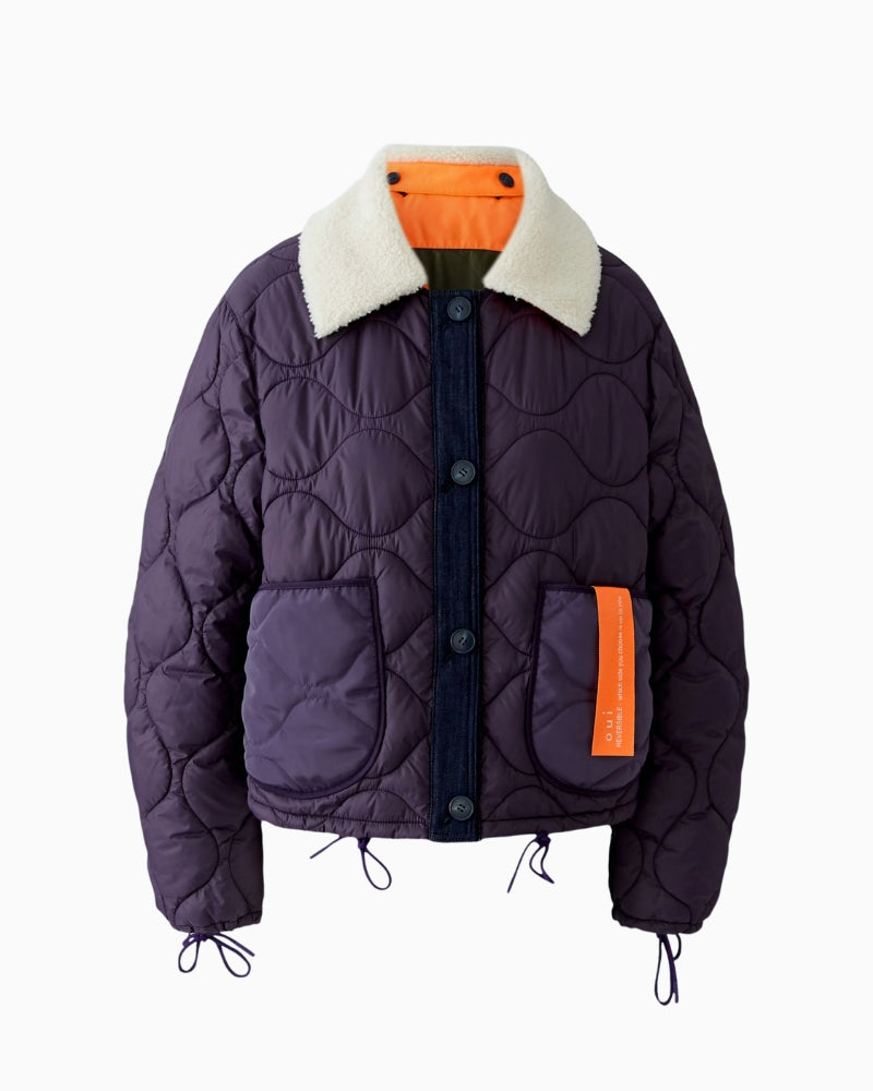 Oui Reversible Jacket in Violet product front view