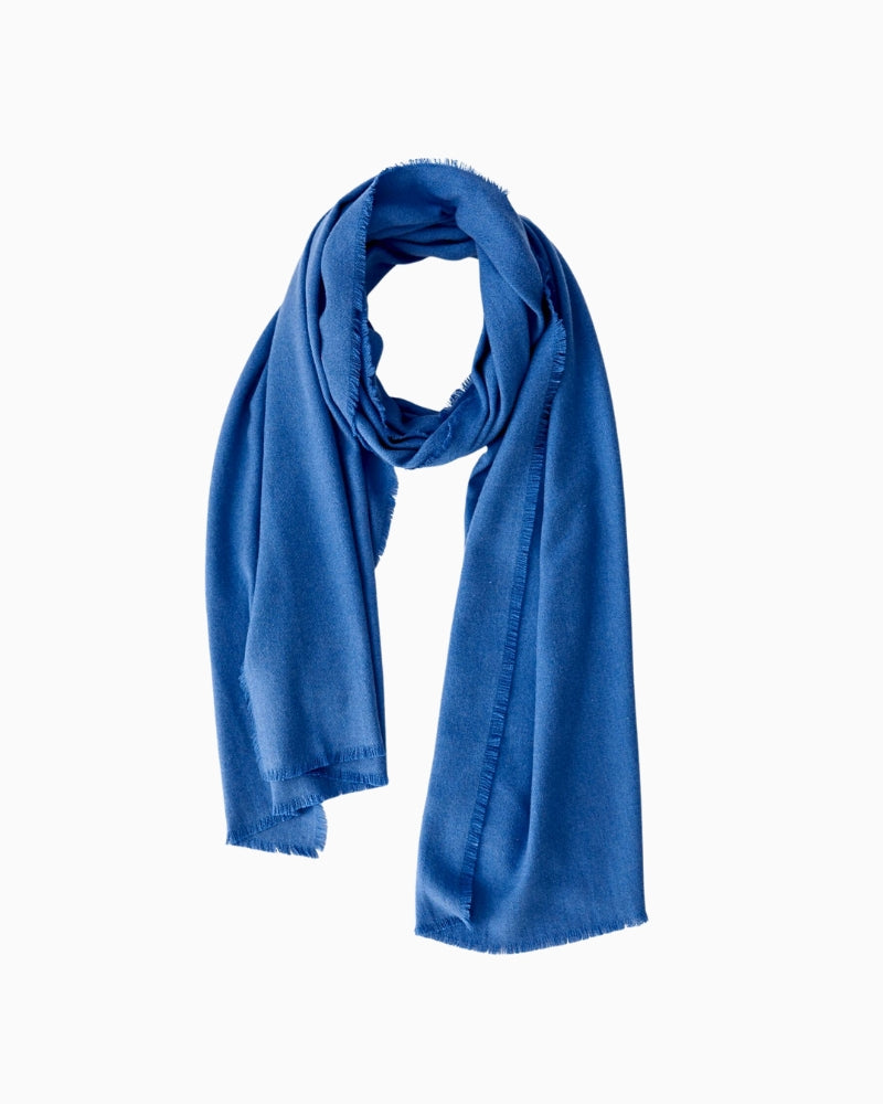 Oui soft blue scarf with fringe and lightweight feel