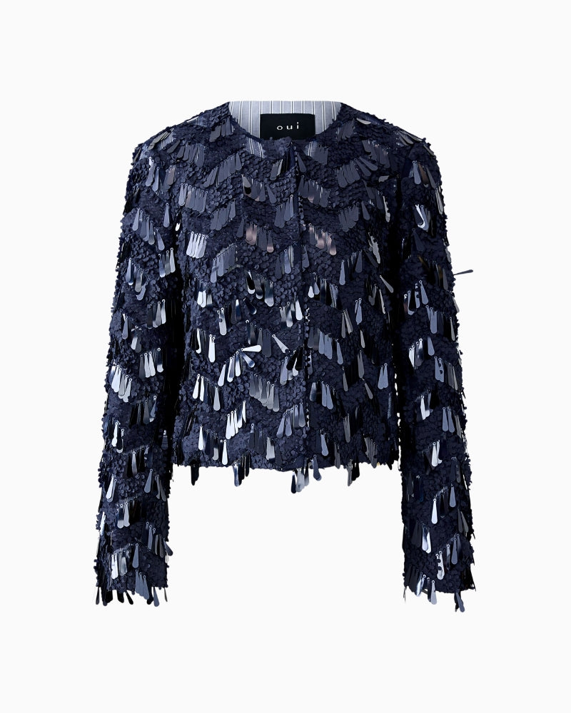 Oui mesh jacket with sequins