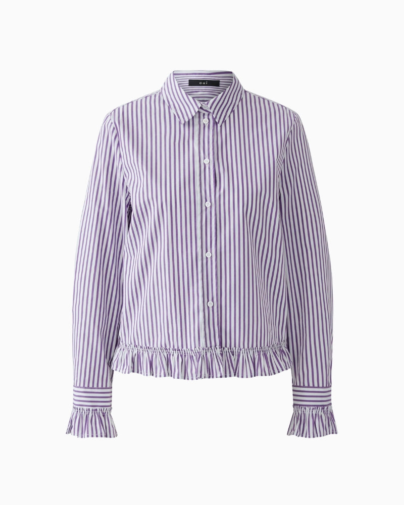 Oui Shirt Violet in White/Violet striped fabric detail
