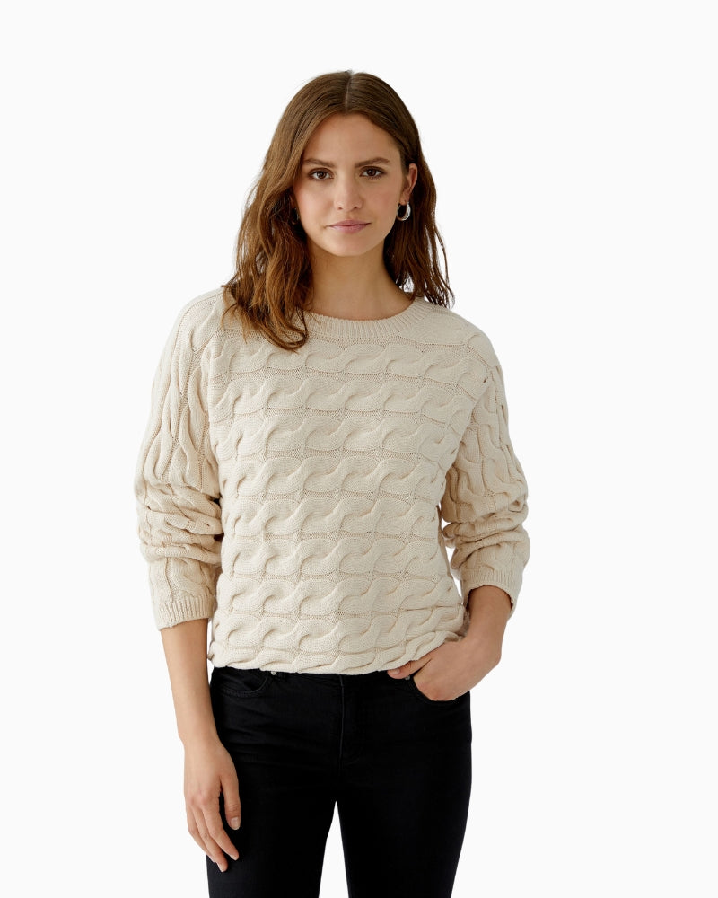 Oui Sirah cable knit pullover front view
