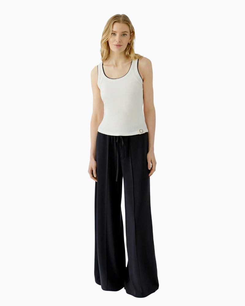 Oui Tank Top in White Black angled front view