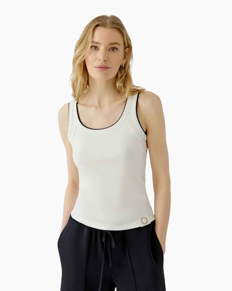 Oui Tank Top in White Black front view