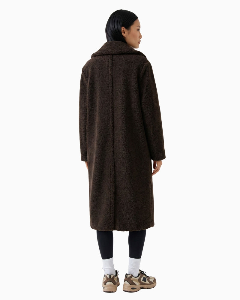Oui Teddy Coat in brown back view