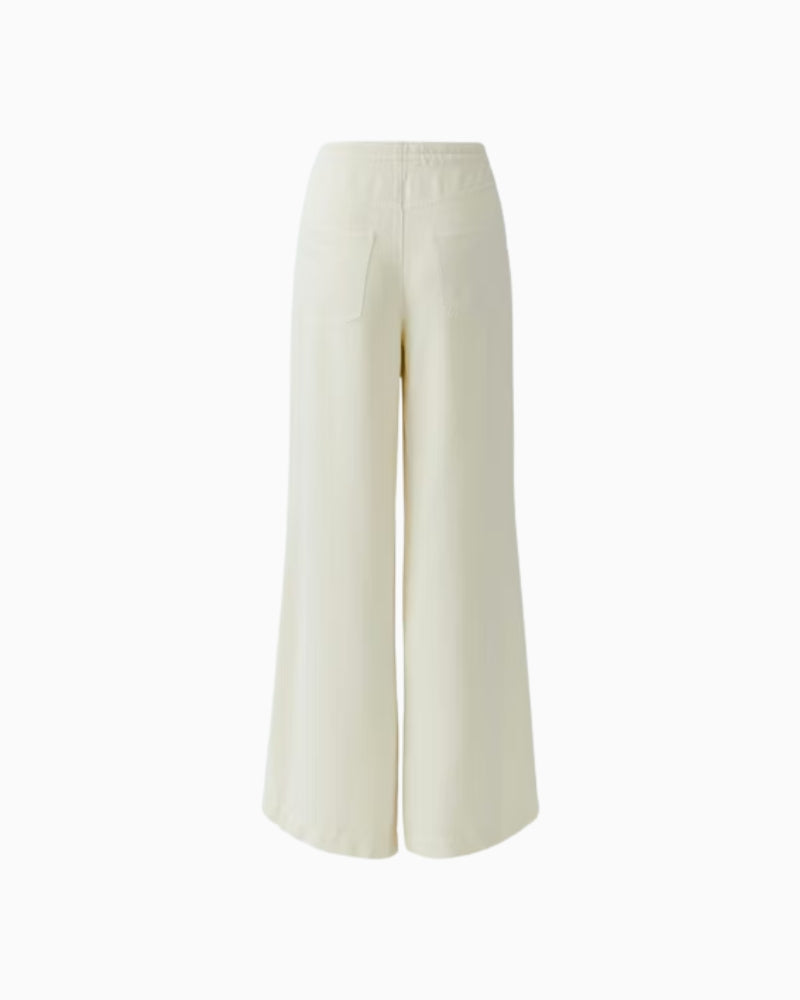 Oui The Palazzo pants off white flat lay back view with patch pockets