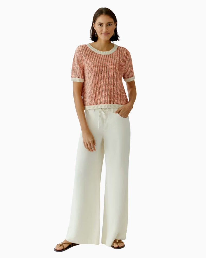 Oui The Palazzo pants off white front view wide leg on model
