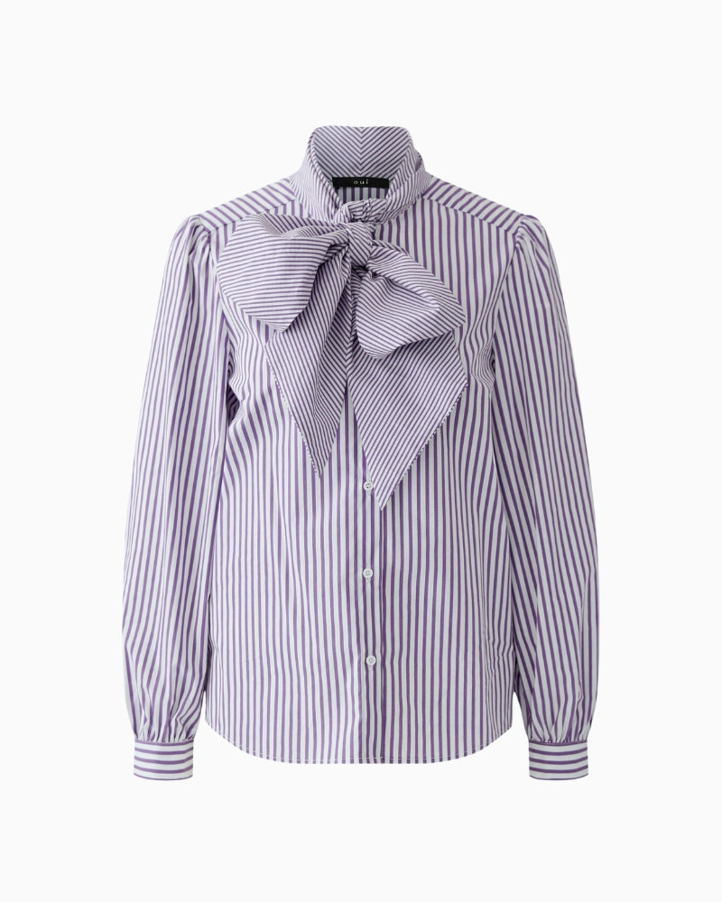 Oui Tie Neck Blouse in Violet fabric detail