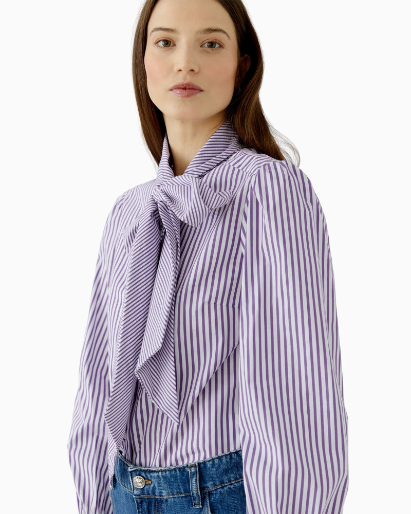 Oui Tie Neck Blouse in Violet side view