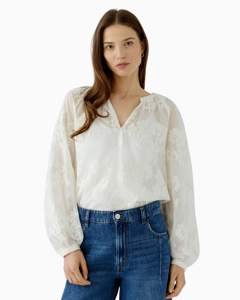 Oui Tunic Blouse in Off White front view