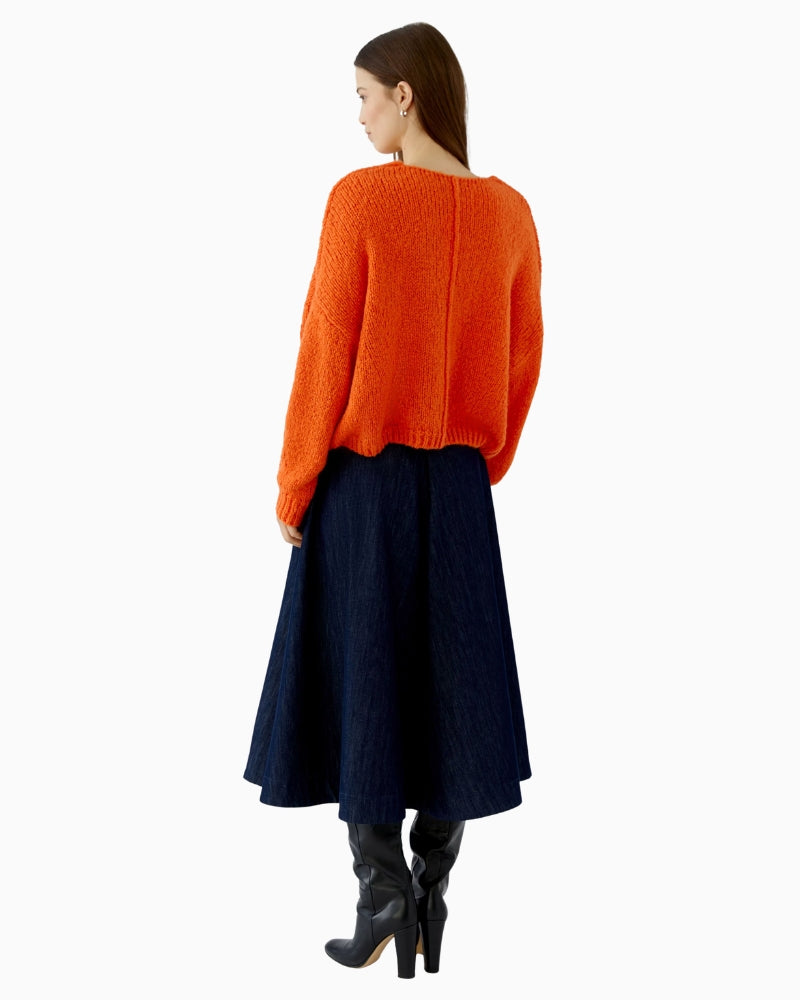 Oui V-Neck Jumper in Orange back view