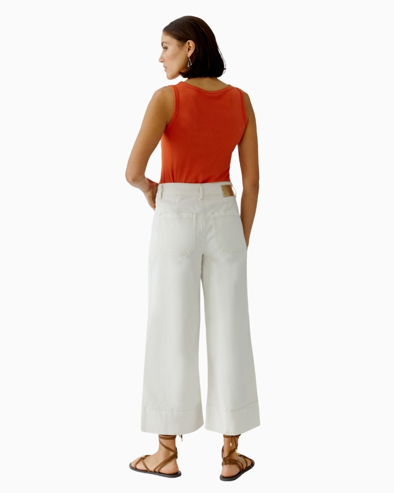 Oui Wide Leg Jeans in Eggnog back view