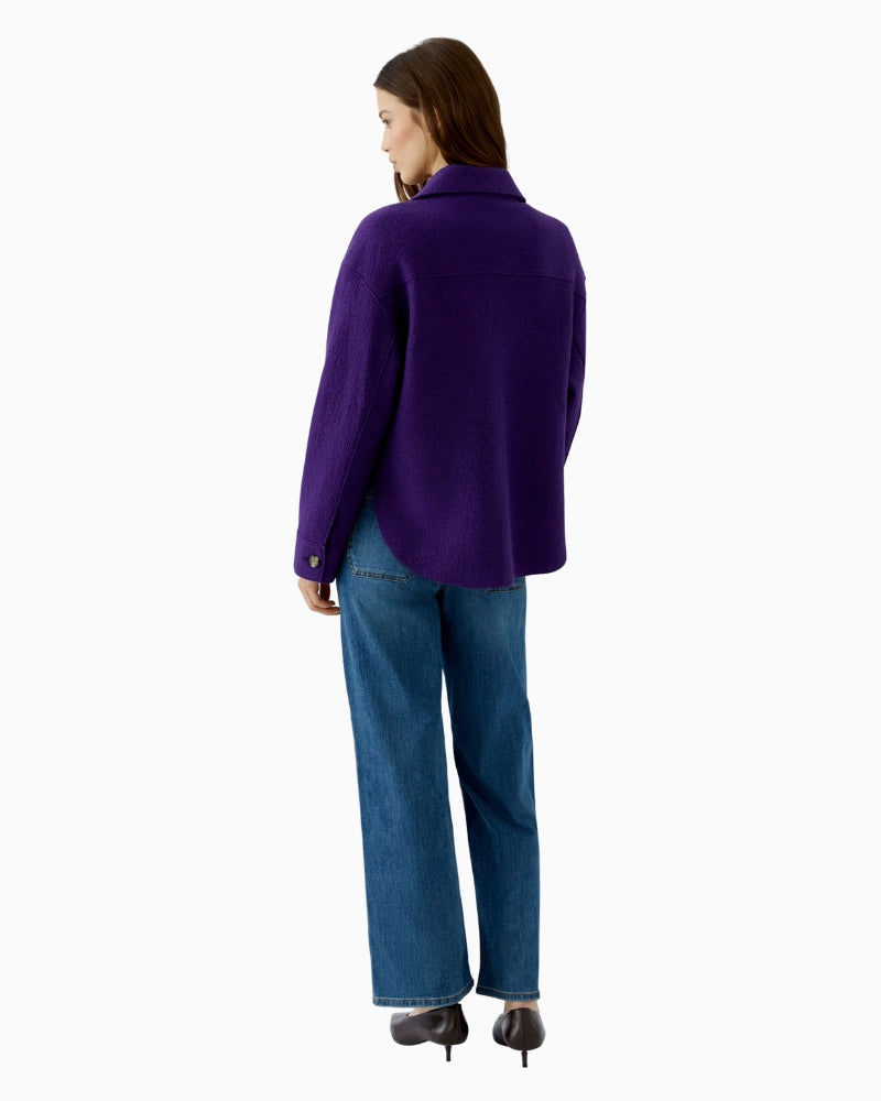 Oui Wool Overshirt Jacket in Violet back view