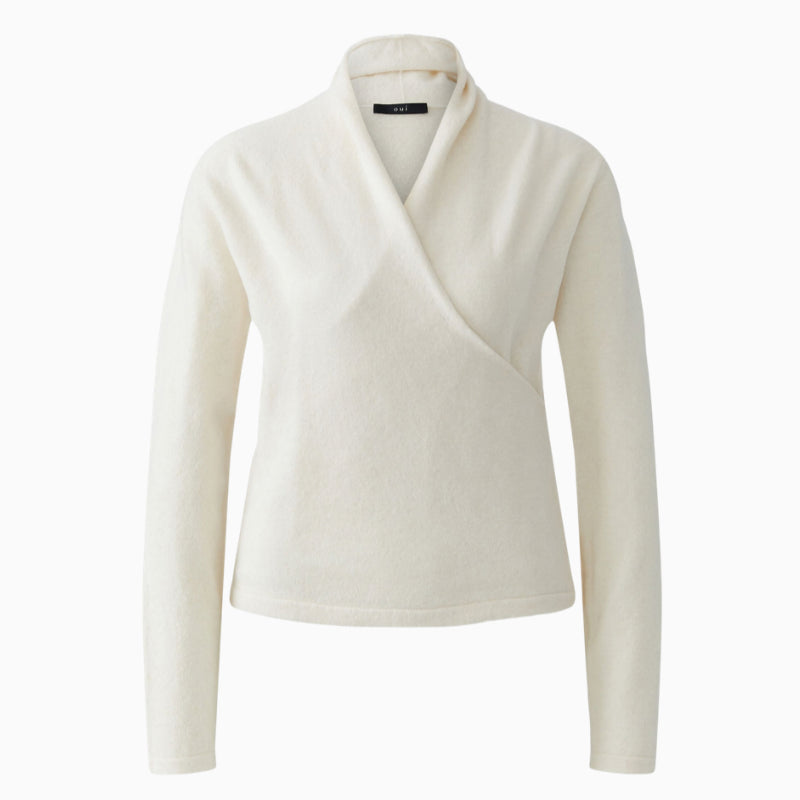 Oui Wrap Jumper in Cream wrap design detail
