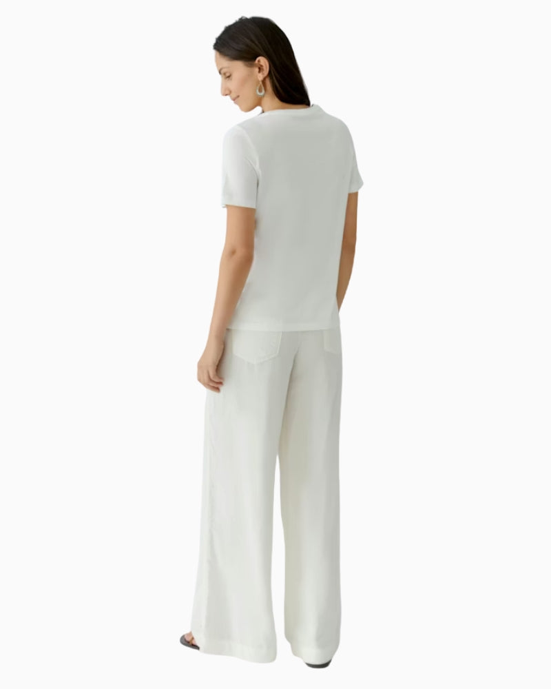 Oui beaded organic cotton T-shirt off white back view