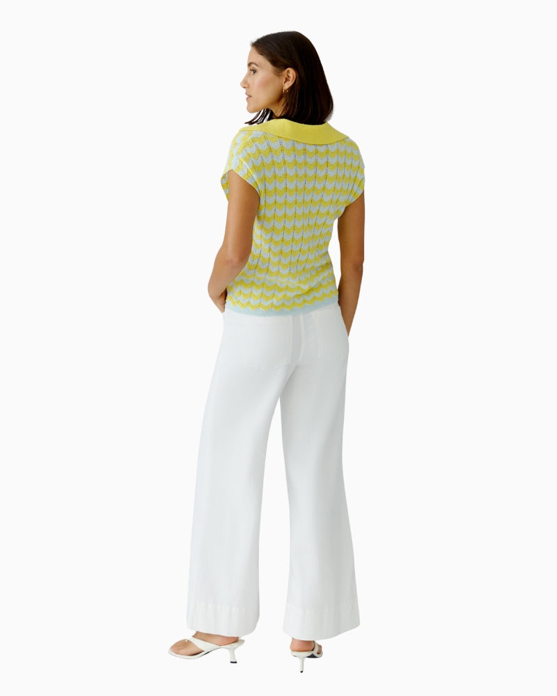 Oui cotton blend pullover yellow green back view