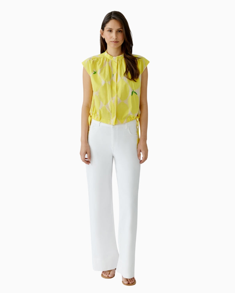 Oui cotton blouse yellow front view