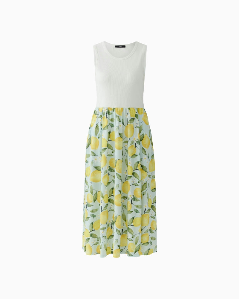 Oui dress light green yellow fabric detail