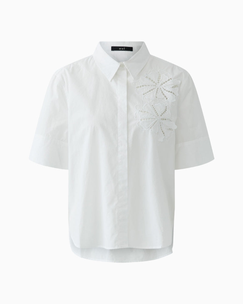 Oui embroidered cotton blouse optic white front product view