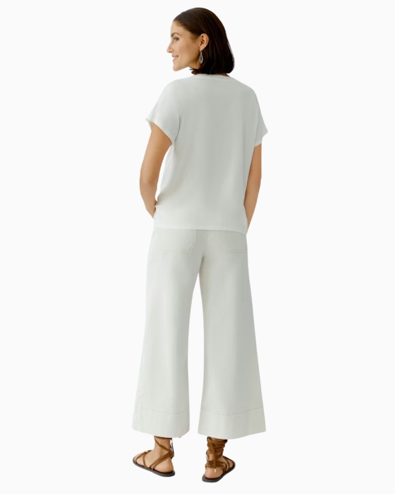 Oui flocked print T-shirt off white back view