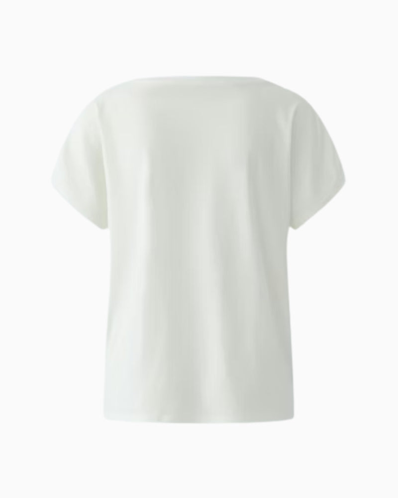 Oui flocked print T-shirt off white flat lay back view