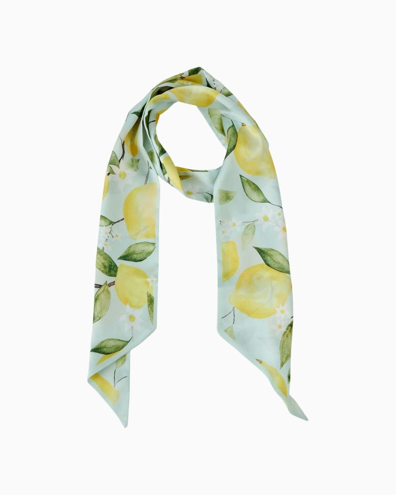 Oui lemon print scarf light green yellow front view