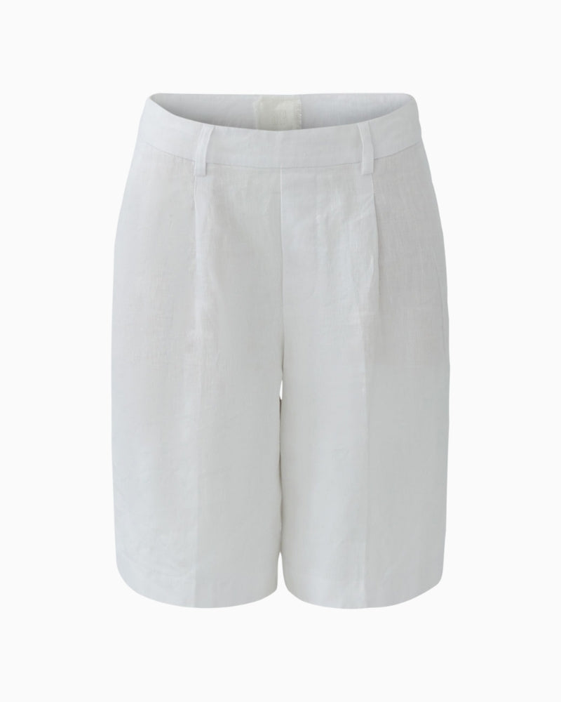 Oui linen bermuda shorts optic white front product view