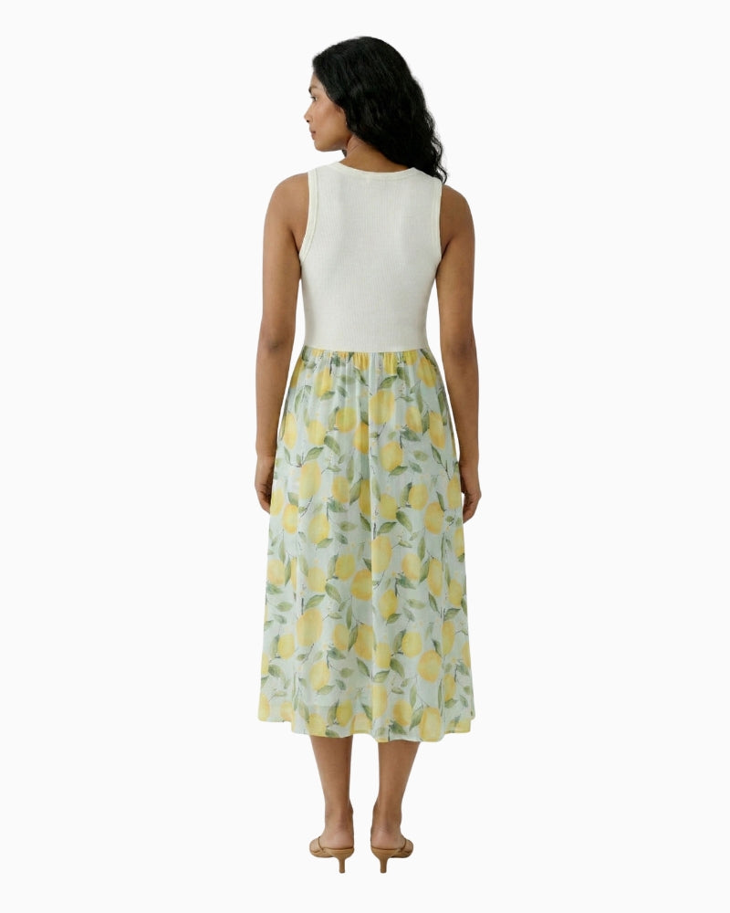 Oui midi dress light green yellow back view