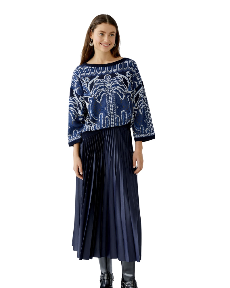 Oui pleated maxi skirt styled with blouse