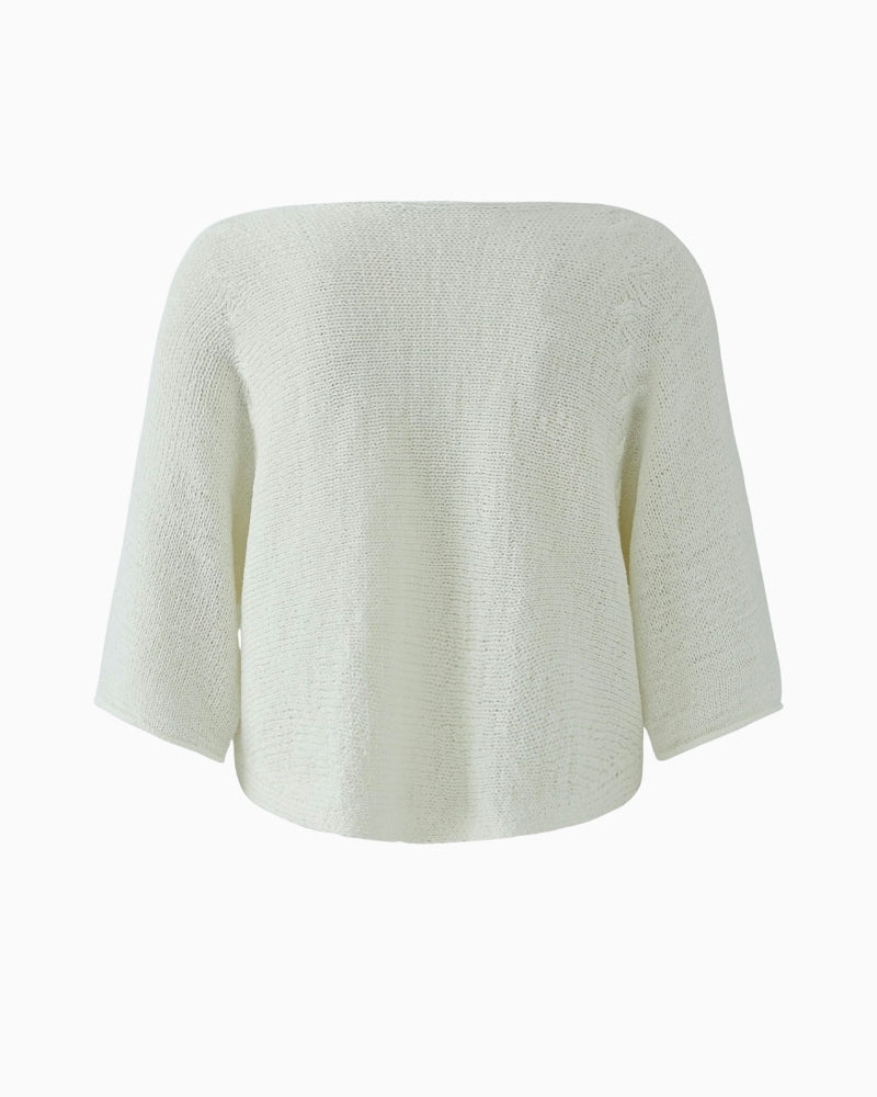 Oui pullover back view white knit