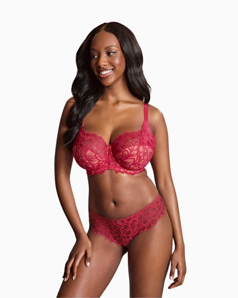 Panache Allure Full Cup Bra in raspberry with recycled sheer lace and contrast detail
