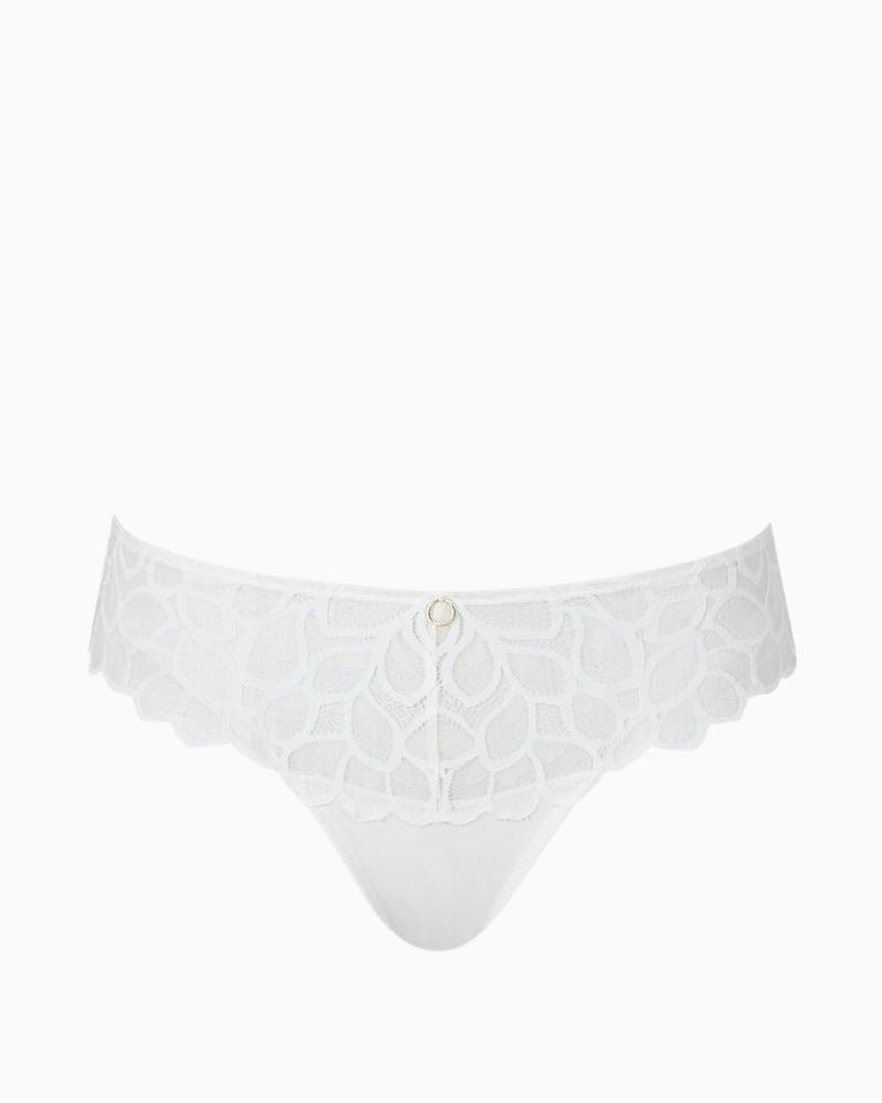 Panache Allure thong in ivory styled with matching lingerie set