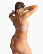 Back view of Pink lace plunge bra by Panache with floral detailing and soft stretch top cup