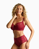 Panache Envy deep brief in Sparkling Cherry lace with flattering full cut