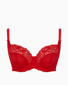 Panache Envy full cup bra in poppy red with houndstooth lace and stretch top cups