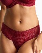 Front view of Sparkling Cherry thong with cotton gusset and soft waistband