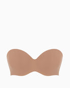 Close-up of strapless bra showing padded design and detachable straps