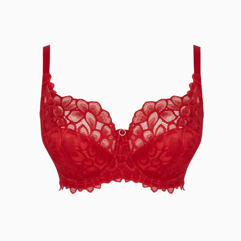 Panache Allure bra True Red lace texture detail – Áines Boutique