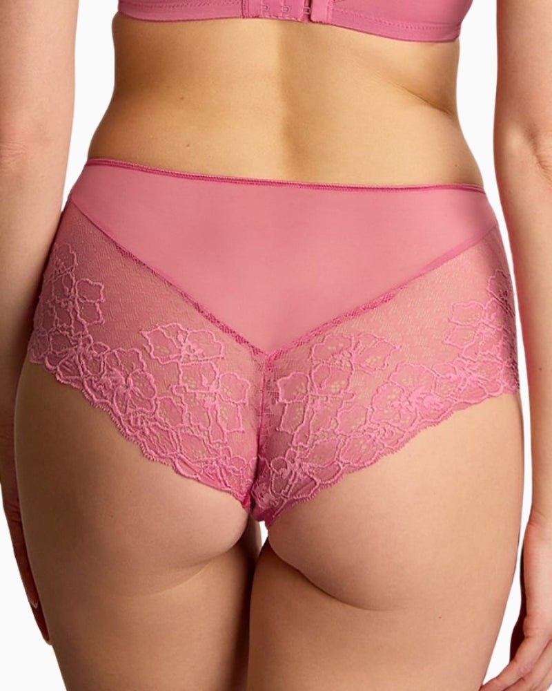 Panache Envy Deep Brief in Fuchsia Pink back view on model