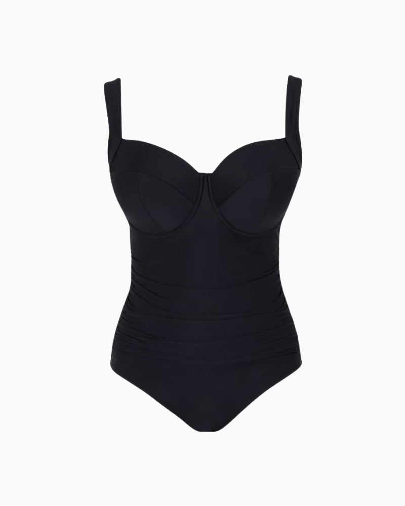 e Zadie Full Cup Swimsuit black flat lay front view