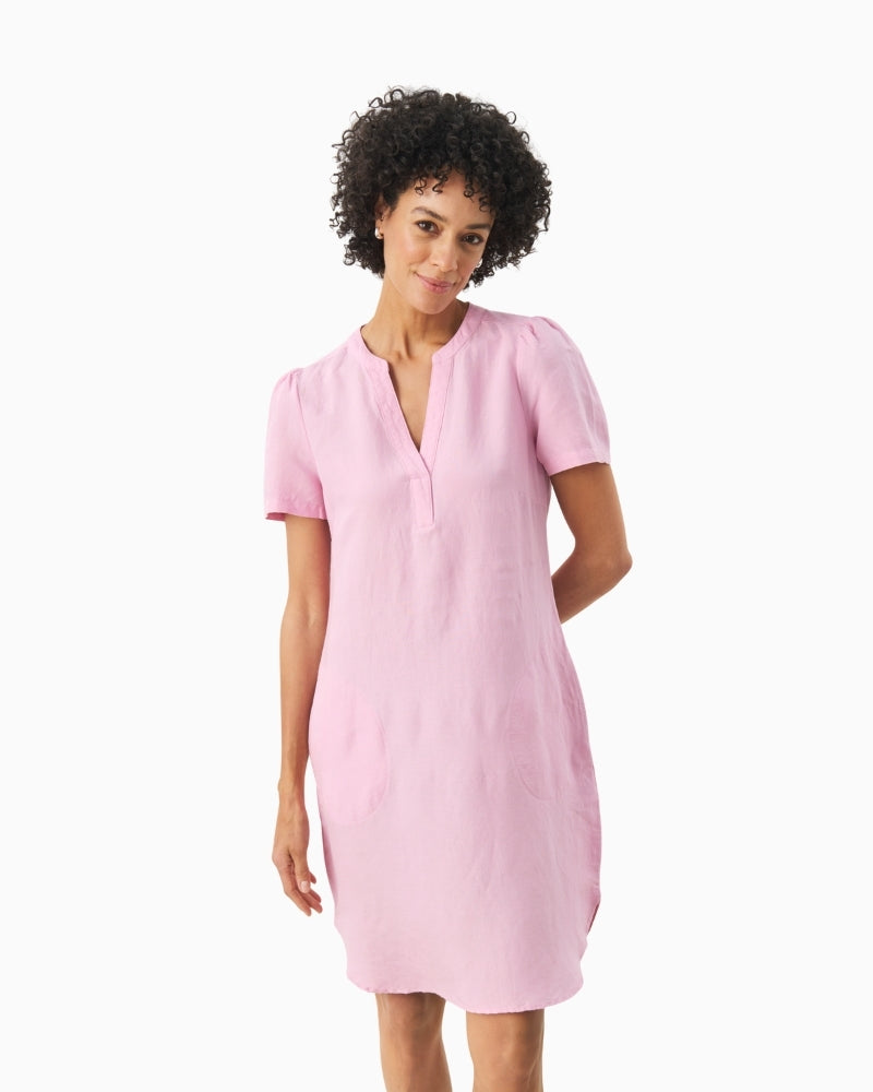 Part Two Amina linen dress soft pink front view – Áines Boutique