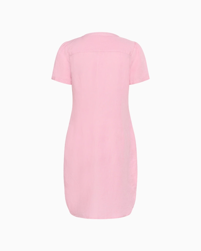 Amina linen dress soft pink back view – Áines Boutique