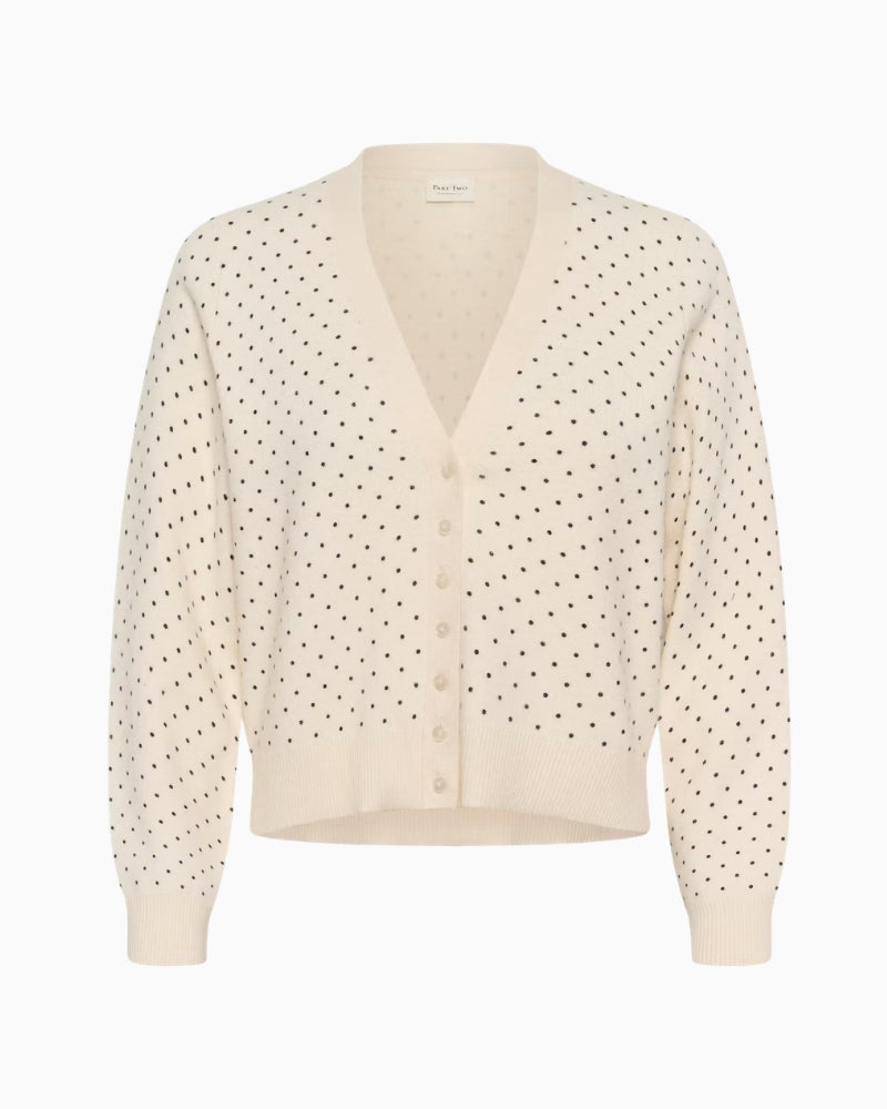 Part Two Anessa polka dot cardigan front view white background – Áines Boutique