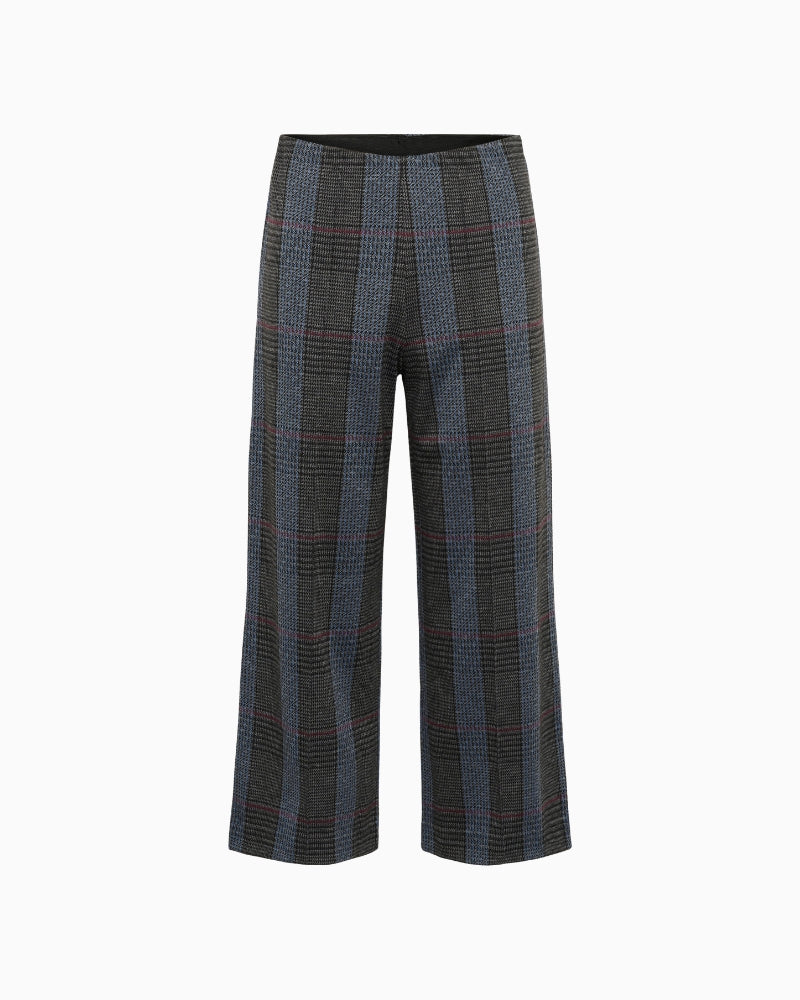 Cropped checked trousers by Part Two with wide-leg fit and high waist